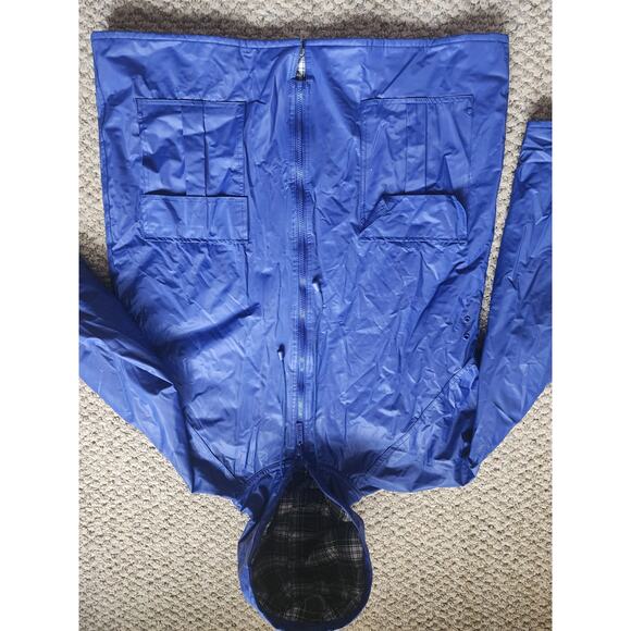 TOTES Classic Flannel Lined Raincoat Large Blue - Picture 2 of 6